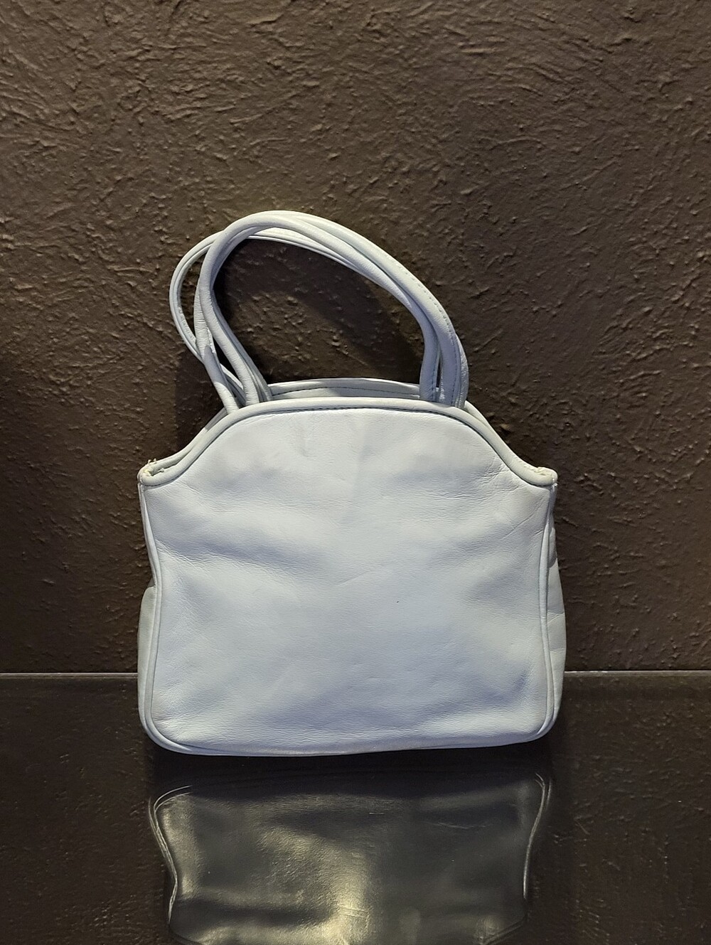 Ronay Vintage 60s Pale Blue Small Open Tote  Ivory Faille Lining